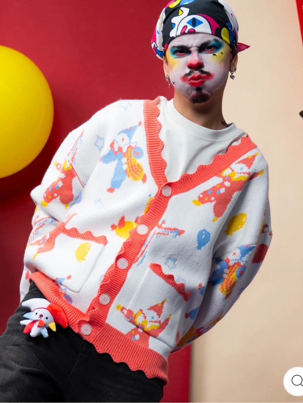 Steady Hands Clownin Around Cardigan XS NEW Circus Wave 2 Sweater White Peach